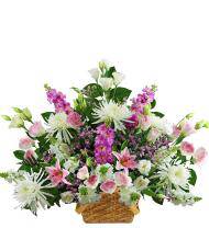 Traditional Pink and White Sympathy Basket
