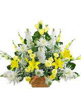 Traditional Yellow and White Sympathy Basket