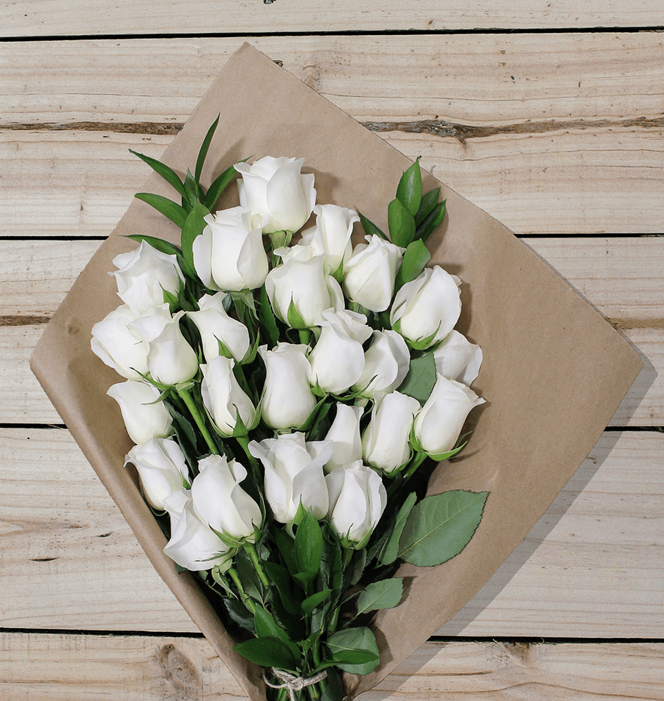 24 White Roses - Farm Fresh