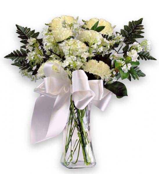 Flowers: White Carnation Sympathy Bouquet - Deluxe