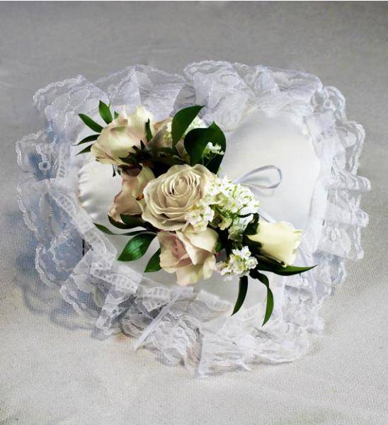 Flowers: White Heart Casket Pillow