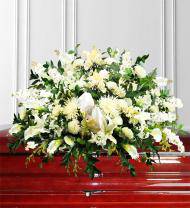 White Sympathy Casket Spray