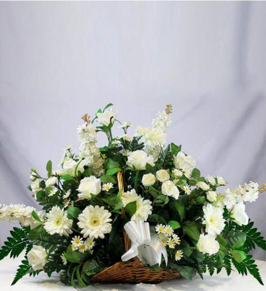 Flowers: White Sympathy Fireside Basket - Deluxe