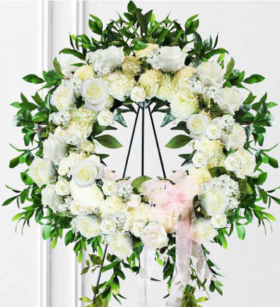 Flowers: White Sympathy Wreath - Premium